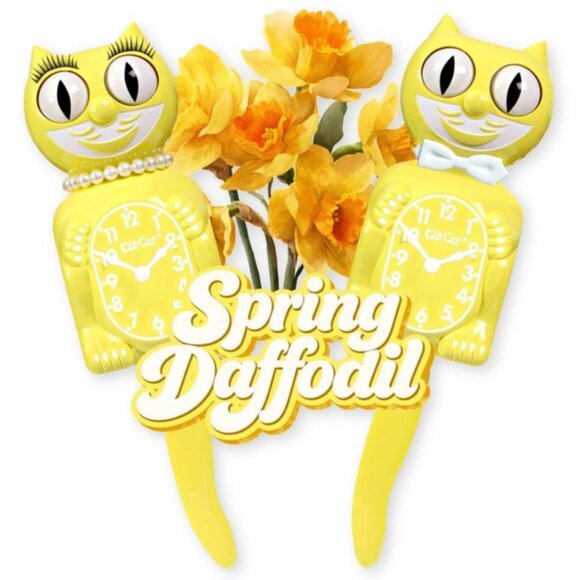 Spring Daffodil yellow Kit-Cat Klock Clock - Picture 3 of 3